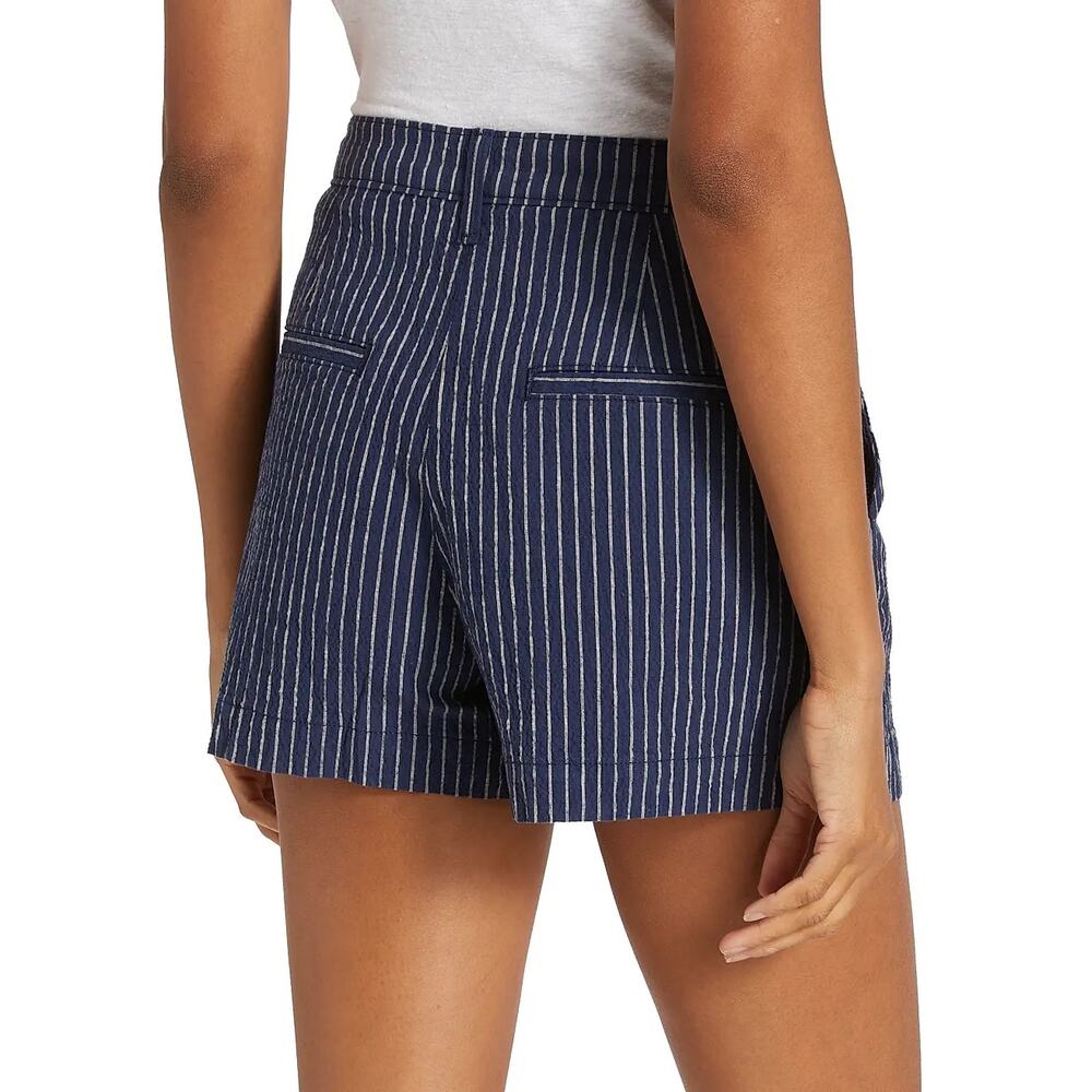 L'AGENCE Jameson High Rise Shorts Size 28 Navy Stripe Seersucker Cotton Linen - Picture 3 of 16